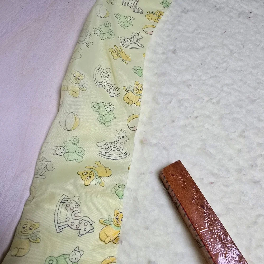 Vintage Nursery Teddy Bear Rocking Horse Baby Blanket Sherpa Satin Trim